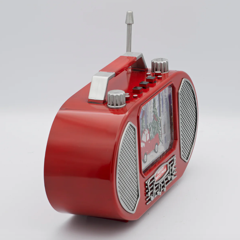 Lighted Swirl Musical Retro Radio with Red Truck and Cardinals